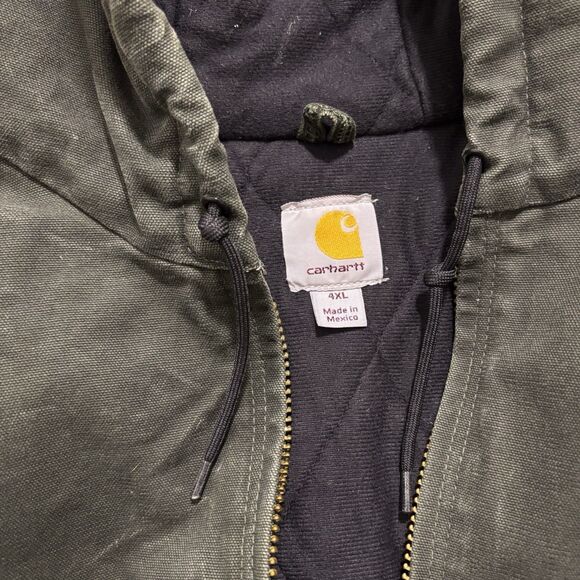 Carhartt Jacket Men’s 4XL Hooded Duck Canvas Quilt-Lined Moss Green J130 READ - Picture 6 of 9